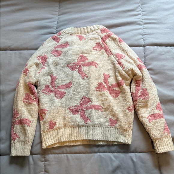 btween Pink and Cream Bow Crew Neck Sweater Size 3T - Picture 2 of 3